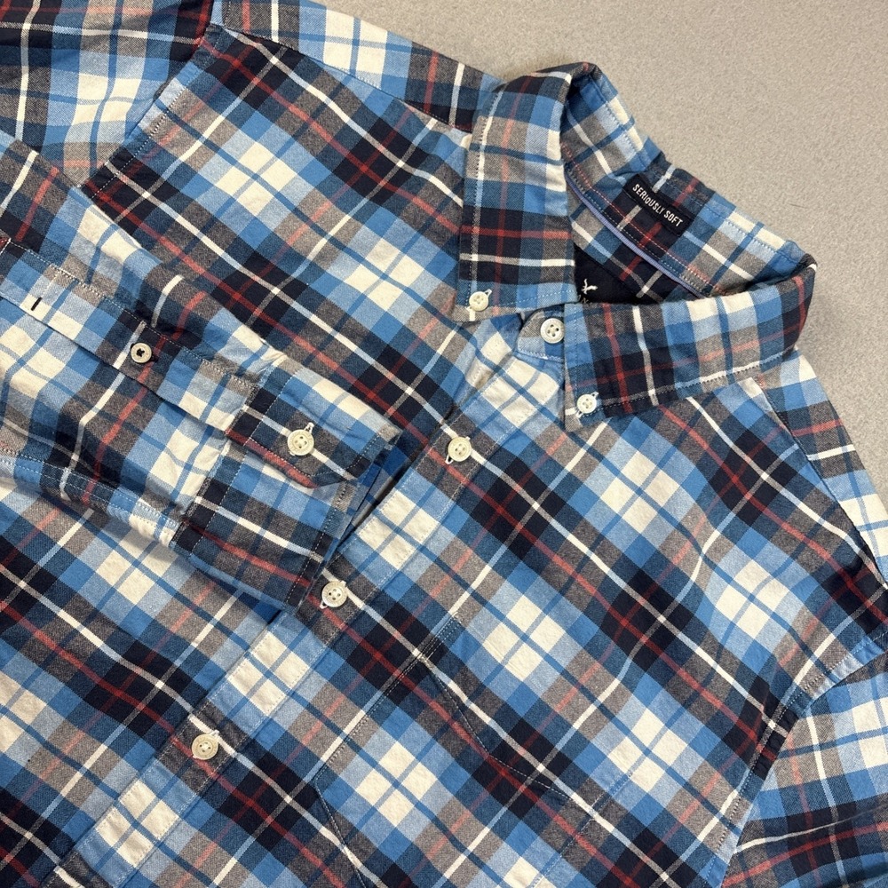 American Eagle Shirt Mens Med Plaid Flannel Button Classic Fit Seriously Soft